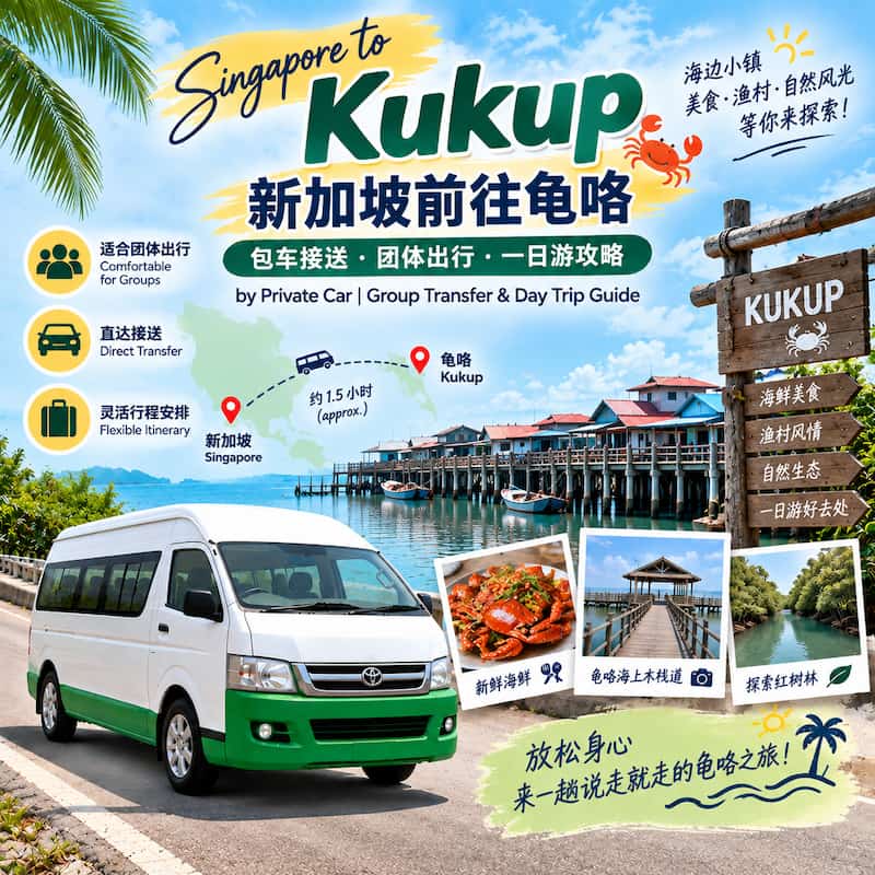 Singapore to Kukup by private car day trip and group transfer guide